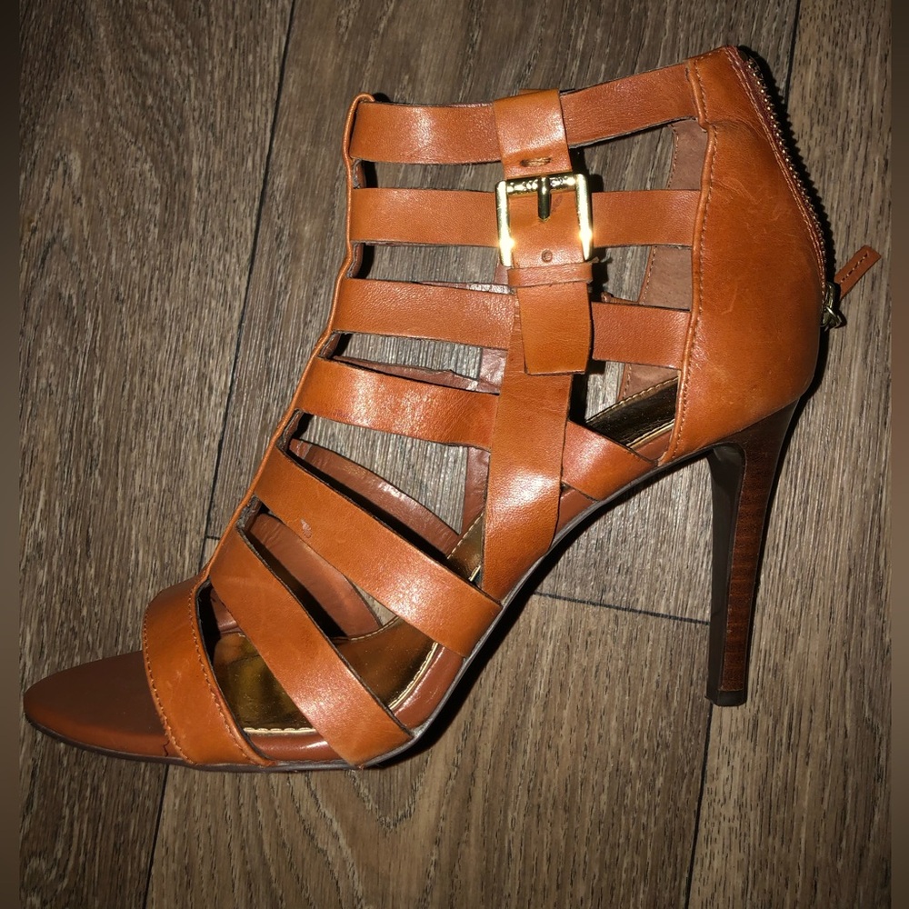 Lauren Ralph Lauren Chestnut Leather Strappy Stiletto